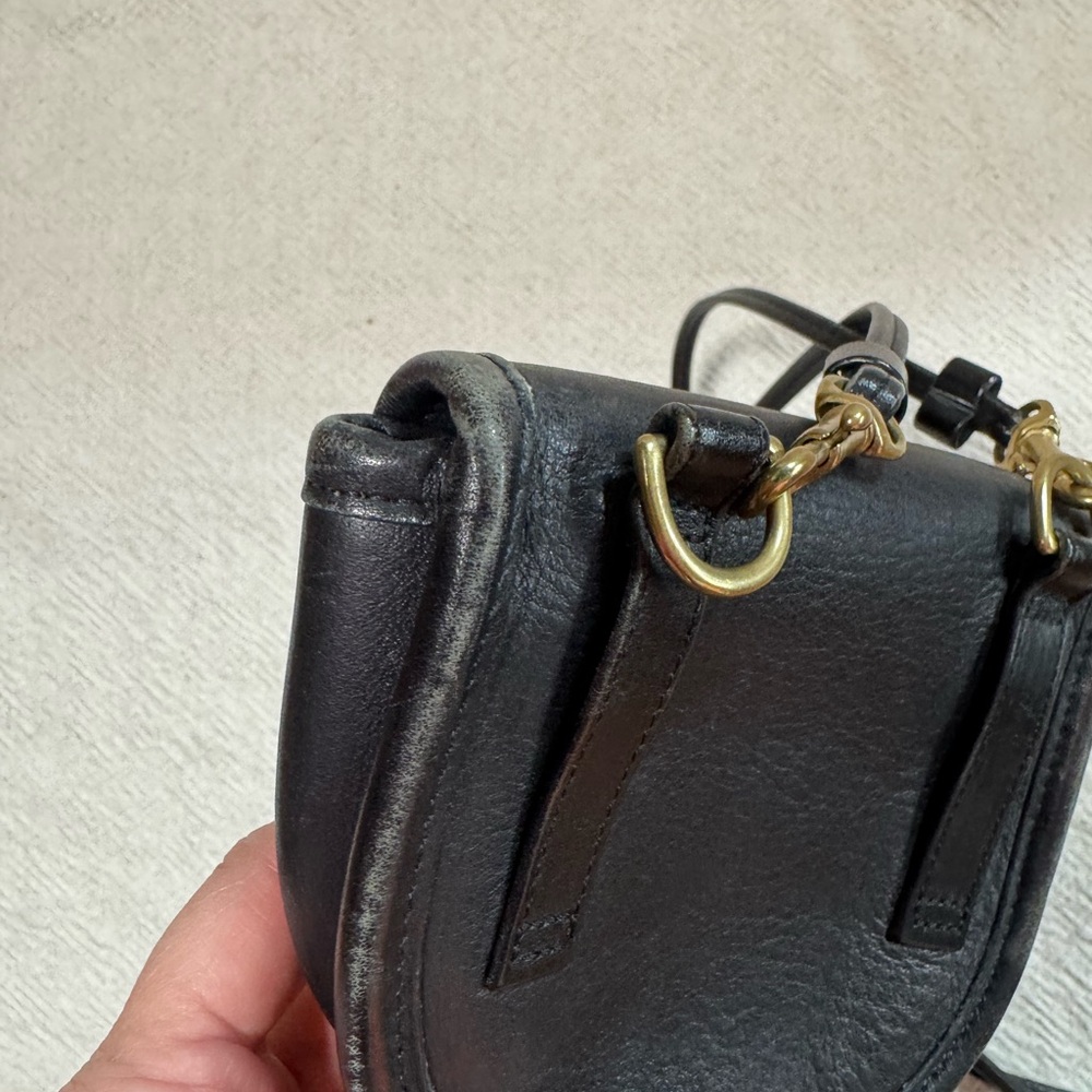 Vintage Coach Black Leather Crossbody mini Belt Bag - Picture 5 of 10